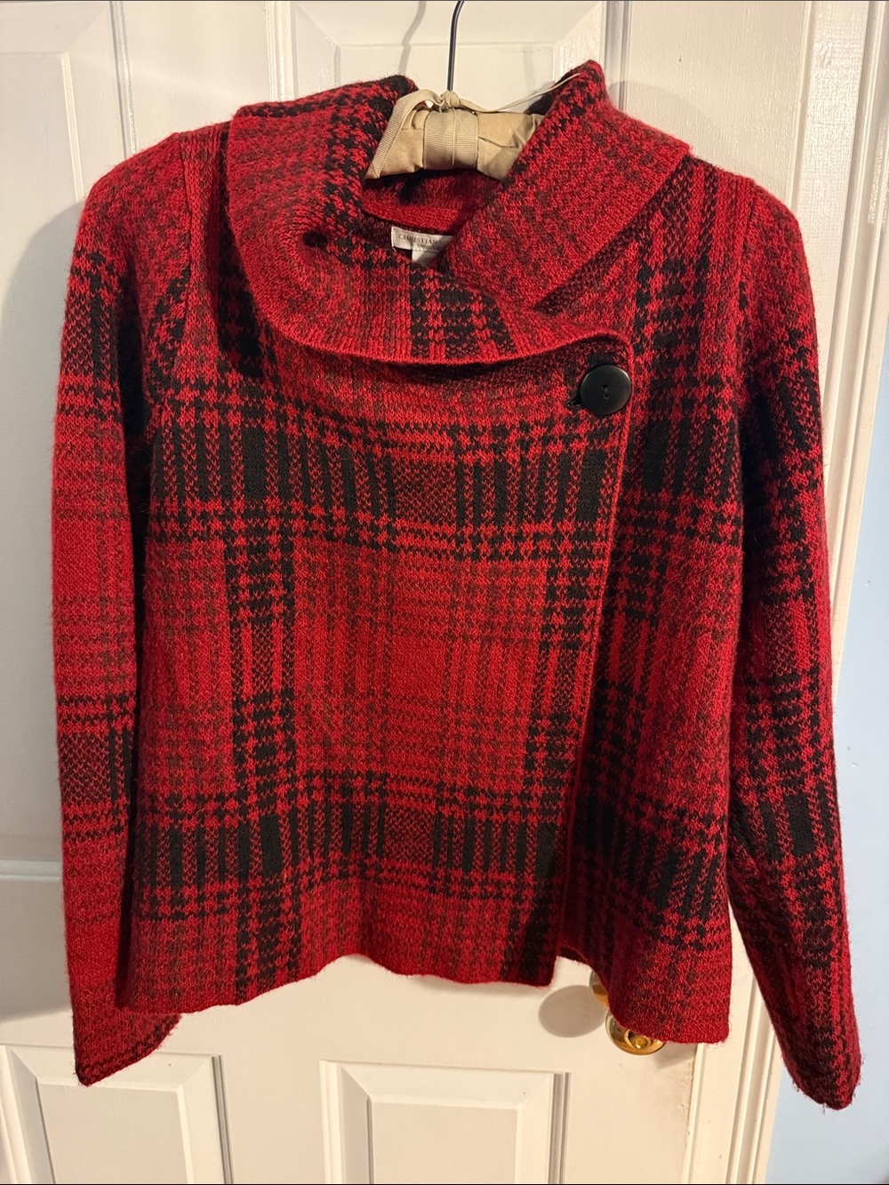 Christian Siriano Red and Black Knit Sweater Jacket L - Picture 8 of 9